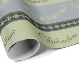 スノーフレークアンドツリーホパターン（の模様が）あるリデイ ラッピングペーパー