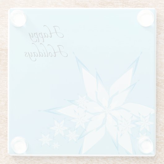 スノーフレークアートとハッピーホリデー ガラスコースター (裏面)
