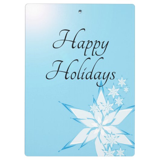 スノーフレークアートとハッピーホリデー クリップボード (裏面)