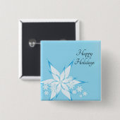 スノーフレークアートとハッピーホリデー 缶バッジ (正面&裏面)