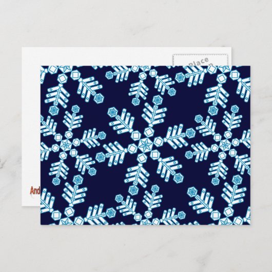 スノーフレークアールデコパターン ポストカード (正面/裏面)
