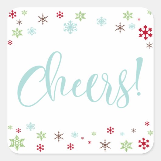 スノーフレークウィムシー応援ロビンズエッグブルータイポグラフィ スクエアシール (正面)