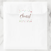 スノーフレークウィムシー応援、ブラウンタイポグラフィ スクエアシール (バッグ)