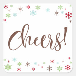 スノーフレークウィムシー応援、ブラウンタイポグラフィ スクエアシール