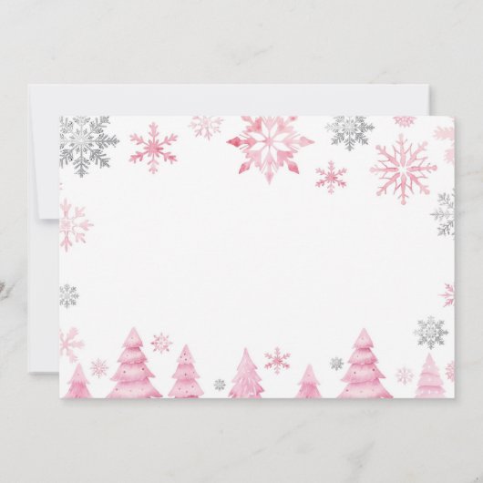 スノーフレークウィンターオネダーランドガール誕生日写真 招待状 (裏面)