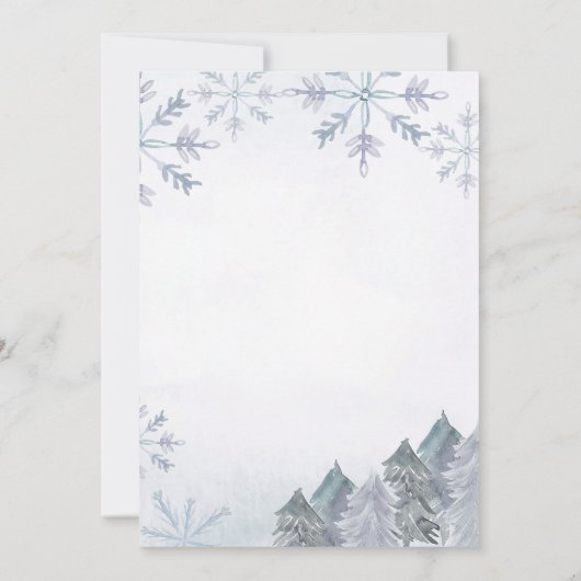 スノーフレークウィンターオネダーランド1歳の誕生日 招待状 (裏面)