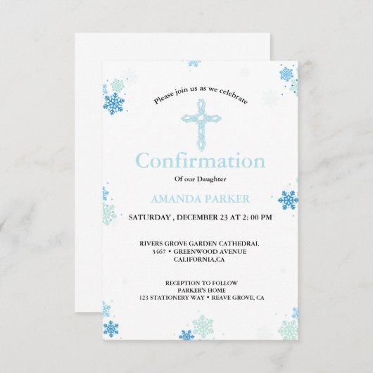 スノーフレークウィンタークロスの確認 招待状 (正面/裏面)