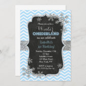 スノーフレークウィンターバースデーパーティ招待状 招待状 (正面/裏面)