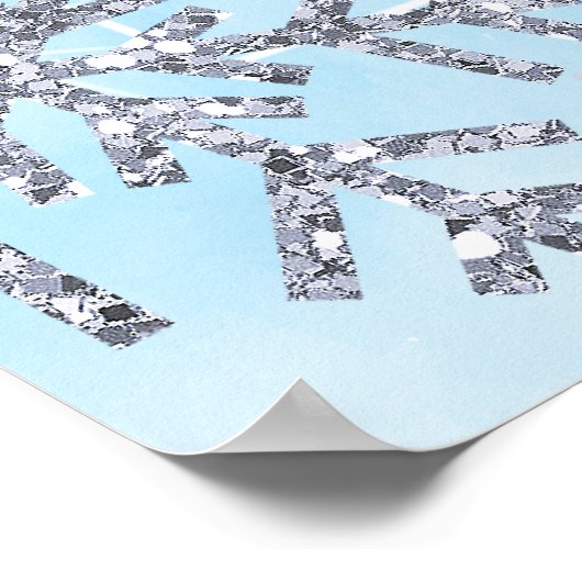 スノーフレークウィンターワンダーランドウェルカムサインのみ ポスター (角)