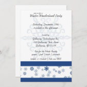 スノーフレークウィンターワンダーランドパーティの招待状 招待状 (正面/裏面)