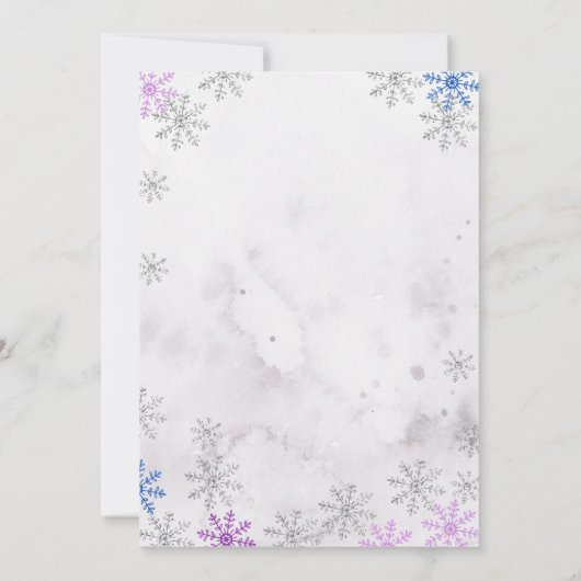 スノーフレークウィンターワンダーランドファースト誕生日招待状 招待状 (裏面)