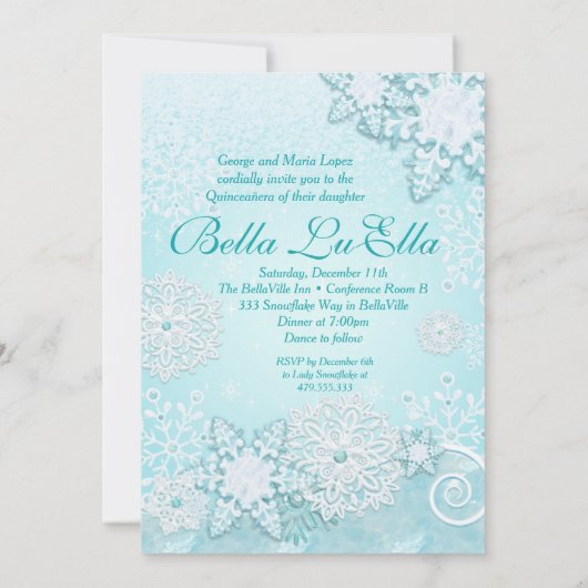 スノーフレークウィンターワンダーランド招待状 招待状 (裏面)