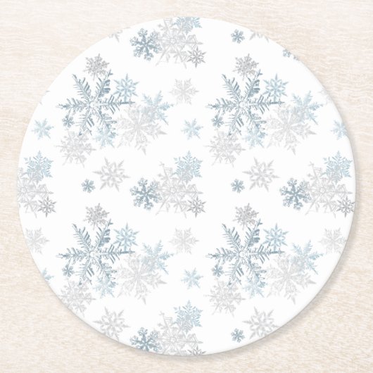 スノーフレークウィンターワンダーランド紙コースター ラウンドペーパーコースター (正面)