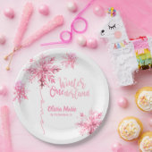 スノーフレークウォーターカラーウィンターワンダーランド誕生日 ペーパープレート (パーティー)