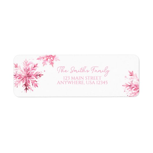 スノーフレークウォーターカラーウィンターワンダーランド誕生日 ラベル (正面)