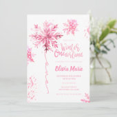 スノーフレークウォーターカラーウィンターワンダーランド誕生日 招待状 (スタンド正面)