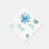 スノーフレークウォーターカラーブルーウィンターワンダーランド スタンダードカクテルナプキン (角)