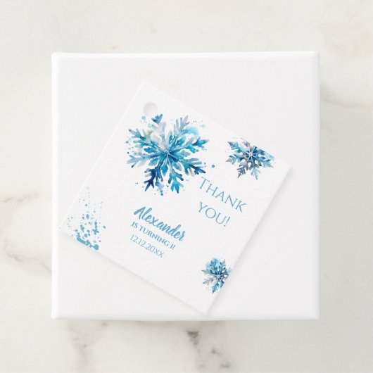 スノーフレークウォーターカラーブルーウィンターワンダーランド フェイバータグ (インサイチュ)