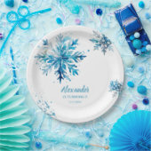 スノーフレークウォーターカラーブルーウィンターワンダーランド ペーパープレート (パーティー)