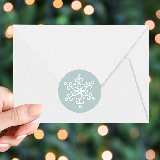 スノーフレークエレガントアイスブルーホリデー ラウンドシール