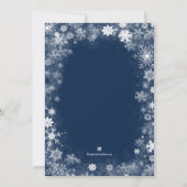 スノーフレークエレガントオンネイビーホリデー招待状 (裏面)