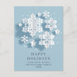 スノーフレークエレガントクリスマスグリーティングホリデー ポストカード