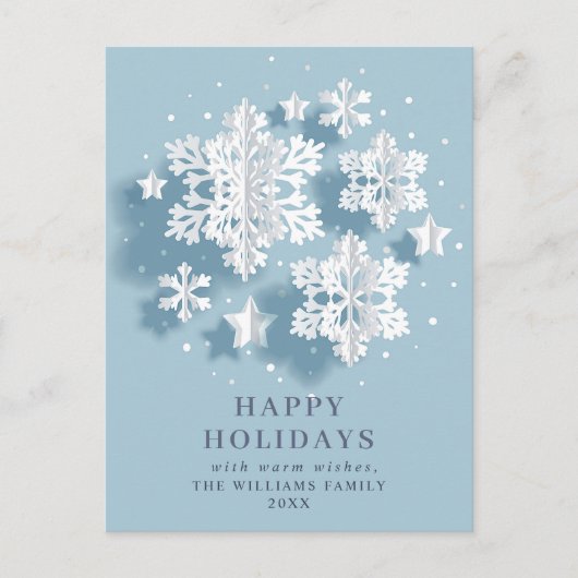 スノーフレークエレガントクリスマスグリーティングホリデー ポストカード (正面)