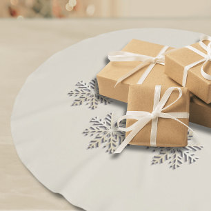 スノーフレークエレガントクリスマスツリースカート ブラッシュドポリエステルツリースカート