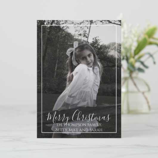 スノーフレークエレガントクリスマスフォトカード1枚の写真 シーズンカード (スタンド正面)