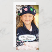 スノーフレークエレガントクリスマスフォトカード シーズンカード (正面/裏面)