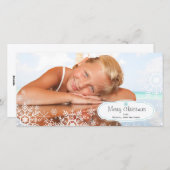 スノーフレークエレガントクリスマスフォトカード シーズンカード (正面/裏面)