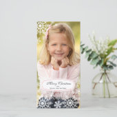 スノーフレークエレガントクリスマスフォトカード シーズンカード (スタンド正面)