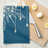 スノーフレークエレガントダイヤモンド冬青グレー キッチンタオル (四つ折り)