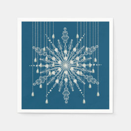 スノーフレークエレガントダイヤモンド冬青グレー スタンダードカクテルナプキン