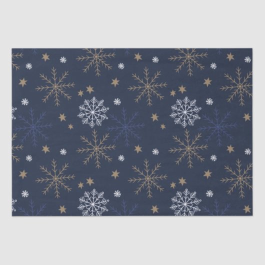 スノーフレークエレガントパターン(濃い青) 薄葉紙 (正面)
