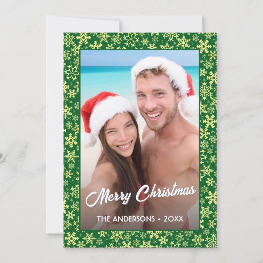 スノーフレークエレガントフォトフレーム独自の文字を作成 シーズンカード (正面)