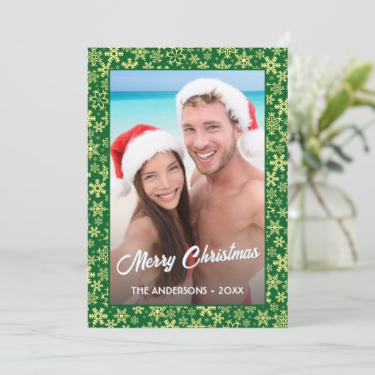 スノーフレークエレガントフォトフレーム独自の文字を作成 シーズンカード (スタンド正面)