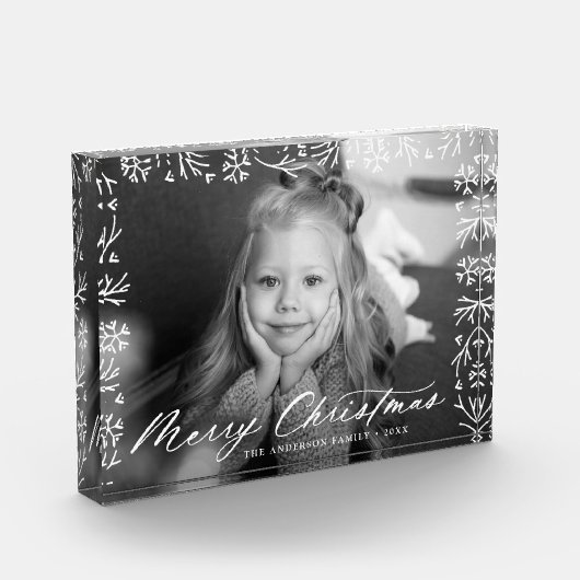 スノーフレークエレガントフレームクリスマス フォトブロック (左)
