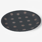 スノーフレークエレガントブラックと金ゴールドクリスマス ペーパープレート (アングル)