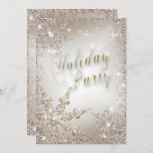 スノーフレークエレガントブロンズミストホリデーパーティー 招待状 (正面/裏面)