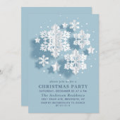 スノーフレークエレガントホリデークリスマスパーティー 招待状 (正面/裏面)
