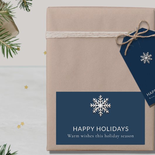 スノーフレークエレガントホリデーステッカー 長方形シール