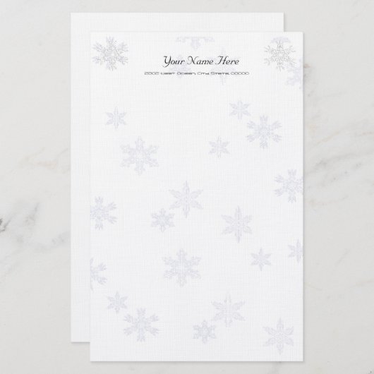 スノーフレークエレガントホワイト文房具リネン紙 便箋 (正面/裏面)