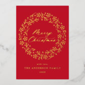 スノーフレークエレガントリースレッド非写真金ゴールド 箔シーズンカード (正面)