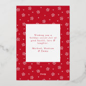 スノーフレークエレガントリースレッド非写真金ゴールド 箔シーズンカード (裏面)