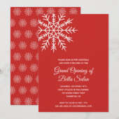 スノーフレークエレガントレッドホリデーグランドオープニング 招待状 (正面/裏面)
