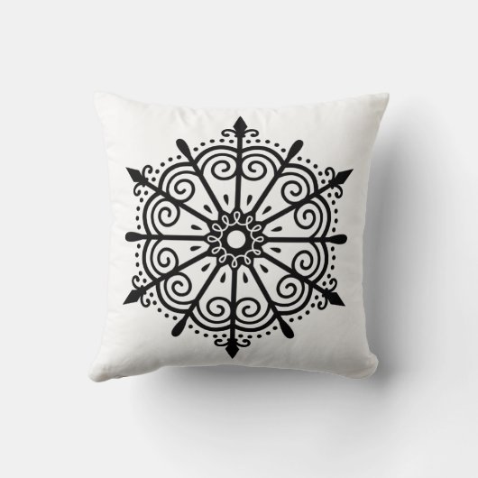 スノーフレークエレガント白黒クリスマス クッション (裏面)