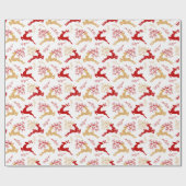 スノーフレークエレガント金ゴールドレッドトナカイのクリスマス ラッピングペーパー (フラット)