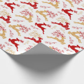 スノーフレークエレガント金ゴールドレッドトナカイのクリスマス ラッピングペーパー (角)