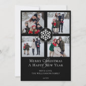 スノーフレークエンブレムフォトコラージュ | ブラック シーズンカード (正面)